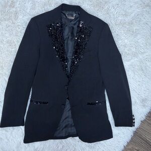 Prom Formal Black Sequin Lapel aTuxedo Blazer - BoohooMan Size 34R